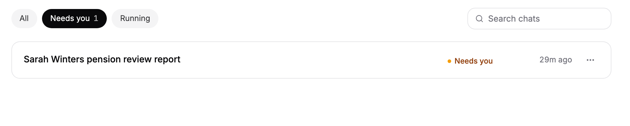 The Needs you filter selected, showing only the chat that is waiting for an answer.