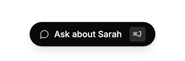 The Ask about Sarah button at the bottom right of a client hub tab.